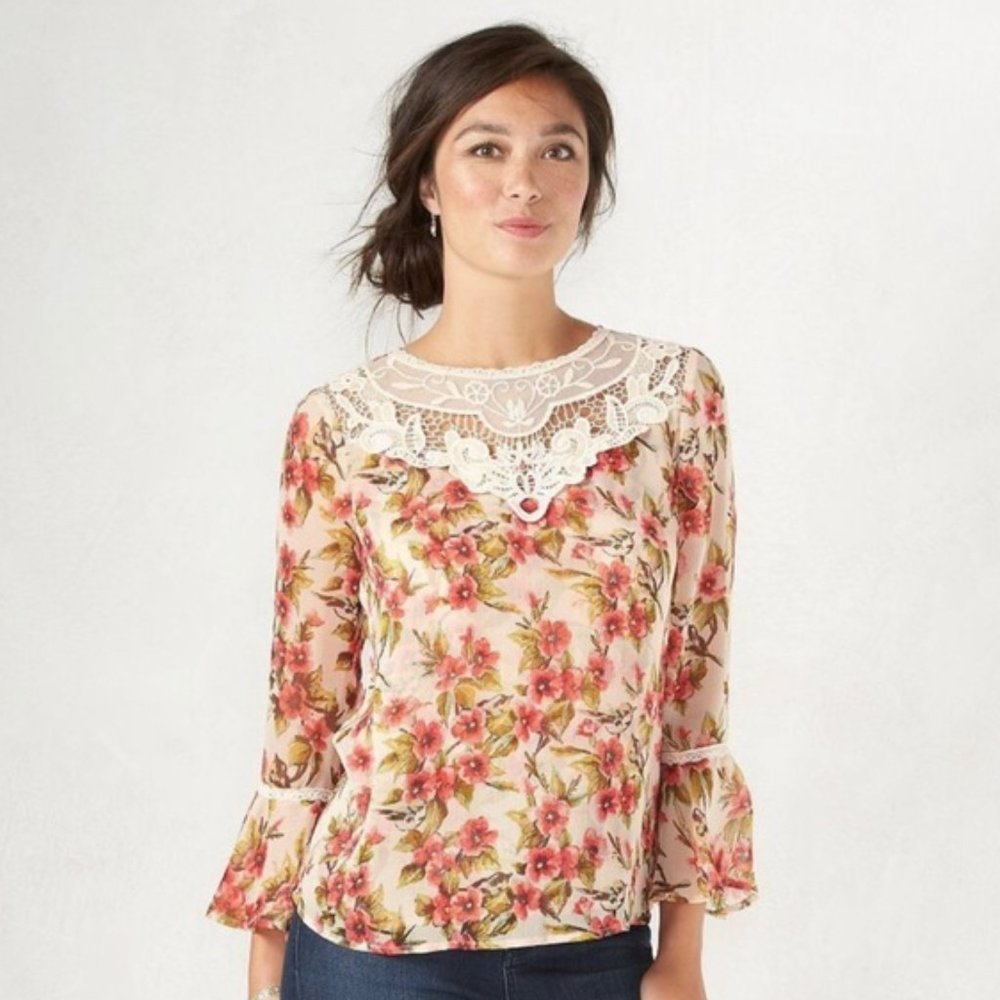 LC Lauren Conrad & Disney Floral Blouse